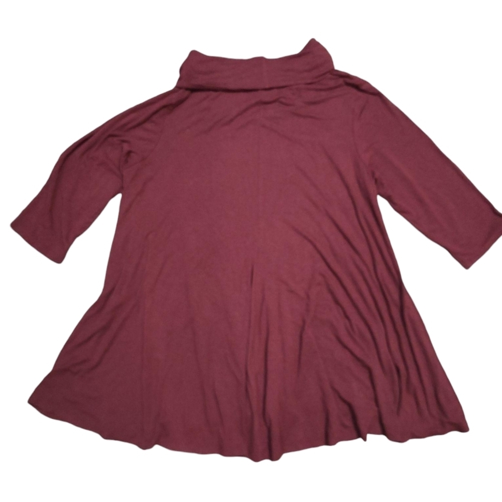 TAHARI WOMAN Burgundy turtleneck tunic 1x - Picture 8 of 9
